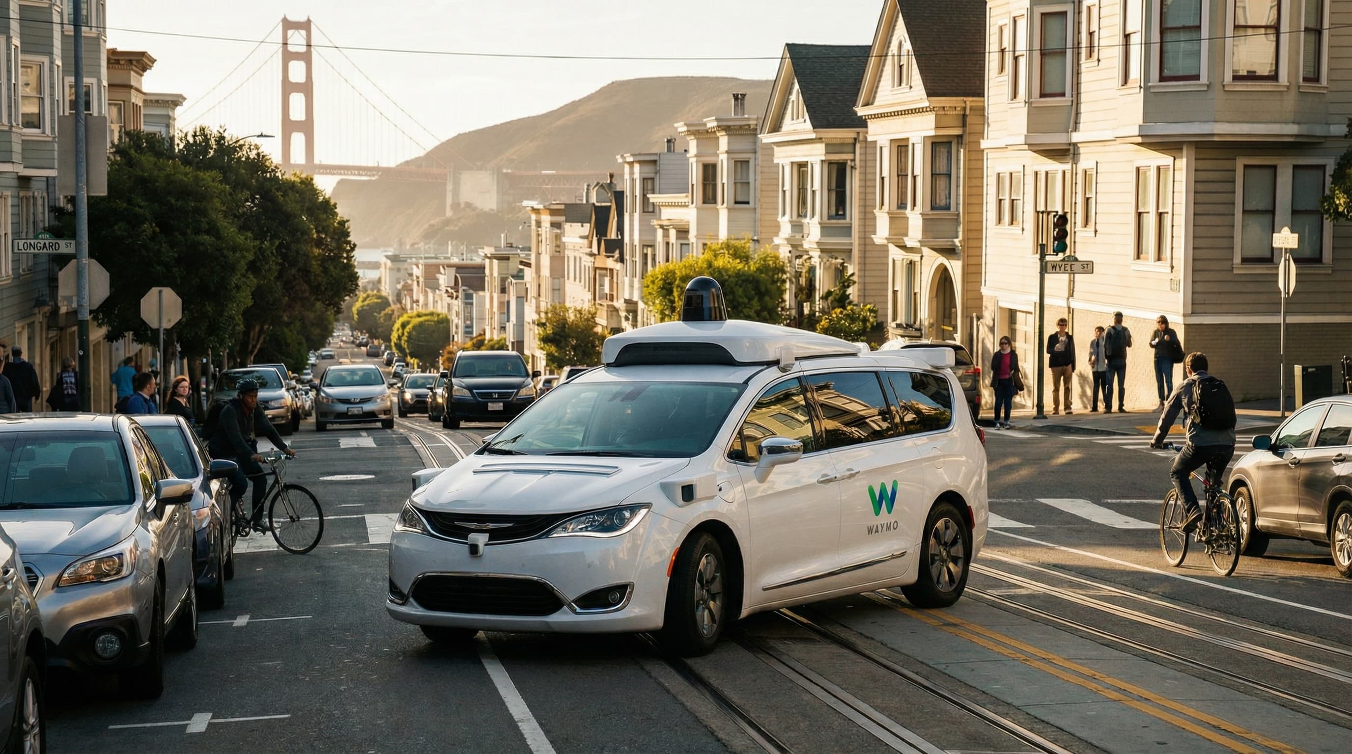 Autonomous vehicle driving through city